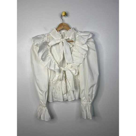 Sea Nw York Gaia Ruffled Cutout Lightweight Blouson Blouse White Size: 00 NWOT - Picture 5 of 9